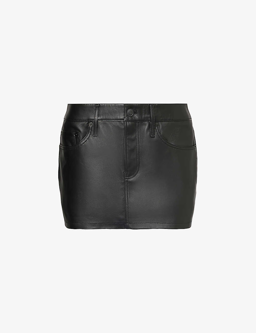Wardrobe.nyc Womens Black Leather Mini Skirt