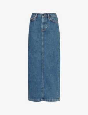 Wardrobe.nyc Indigo Column Denim Maxi Skirt In Indigo
