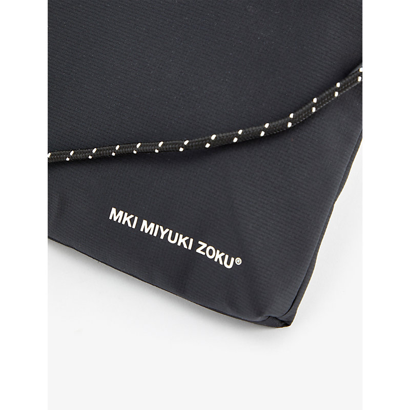 Shop Mki Miyuki Zoku Mki Miyuki-zoku Black Brand-print Woven Cross-body Bag