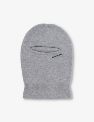 Mki Miyuki Zoku Mki Miyuki-zoku Mens Grey Brand-embroidered Wool-knit Balaclava