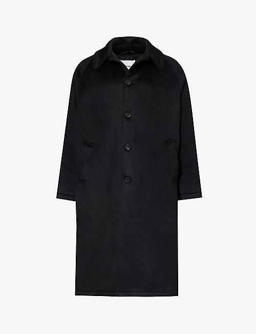 MKI MIYUKI-ZOKU: Side-pocket spread-collar wool-blend coat