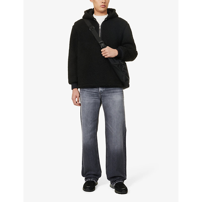 Shop Mki Miyuki Zoku Brand-patch Relaxed-fit Hooded Fleece Jacket In Black