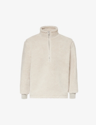 Shop Mki Miyuki Zoku Mki Miyuki-zoku Men's Off White Funnel-neck Relaxed-fit Fleece Sweatshirt