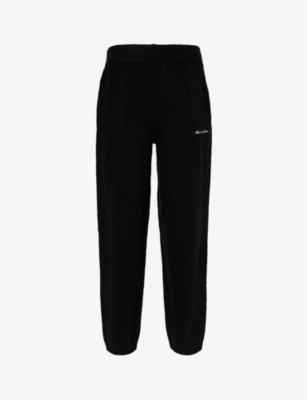 Mki Miyuki Zoku Mki Miyuki-zoku Mens Black Brand-embroidered Ribbed-trim Knitted Jogging Bottoms