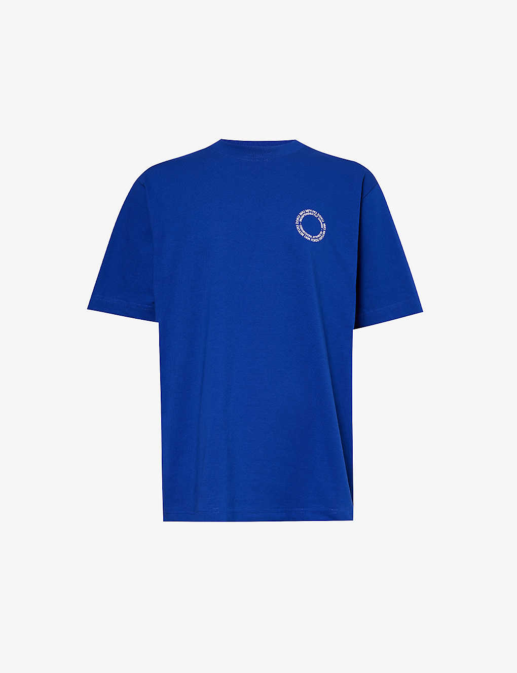 Mki Miyuki Zoku Mki Miyuki-zoku Mens Cobalt Circle Logo-print Organic Cotton-jersey T-shirt In Blue