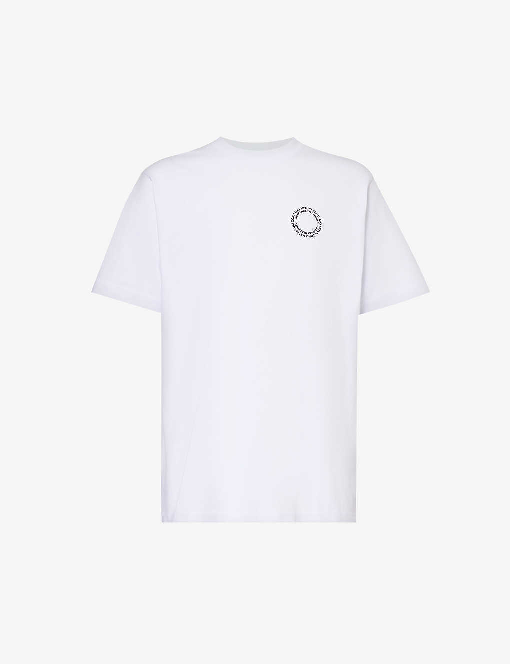 Mki Miyuki Zoku Mki Miyuki-zoku Mens White Circle Logo-print Organic Cotton-jersey T-shirt