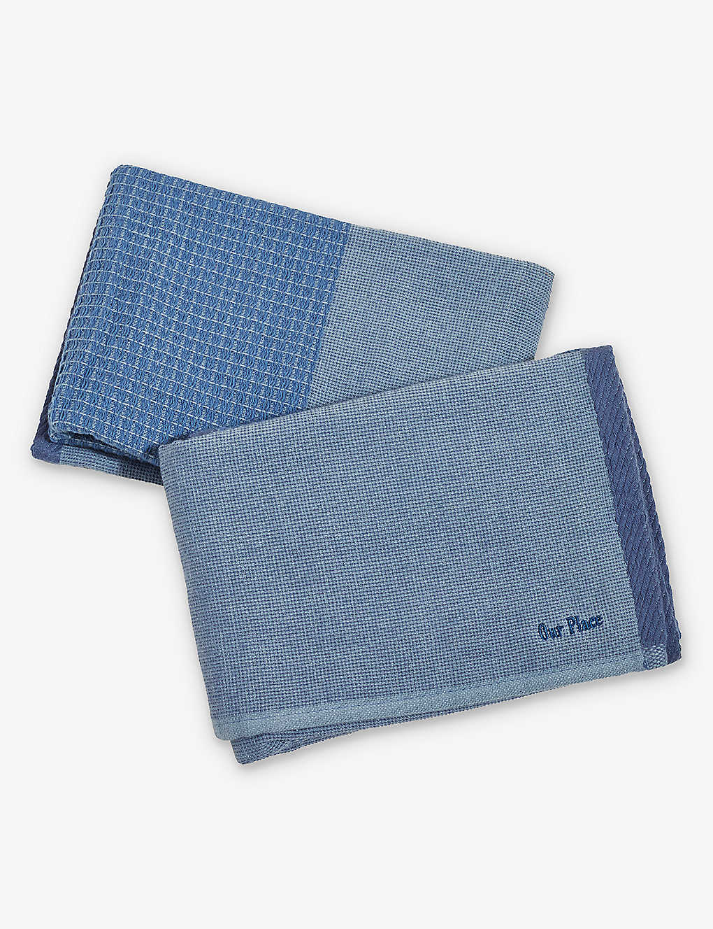 Our Place Blue Salt Double Dual-textured Cotton Kitchen Towels Set Of Two