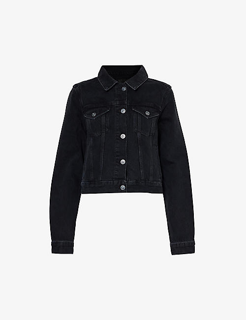 PAIGE: Gia faded-wash recycled and organic denim-blend jacket