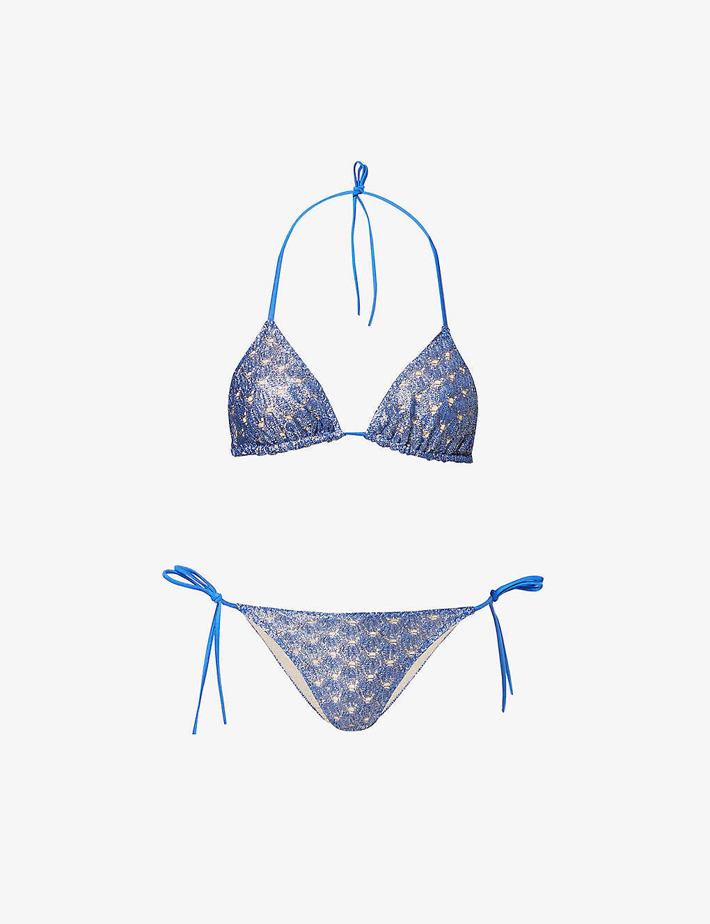 Missoni Womens Lapis Blue Halterneck Metallic-weave Bikini