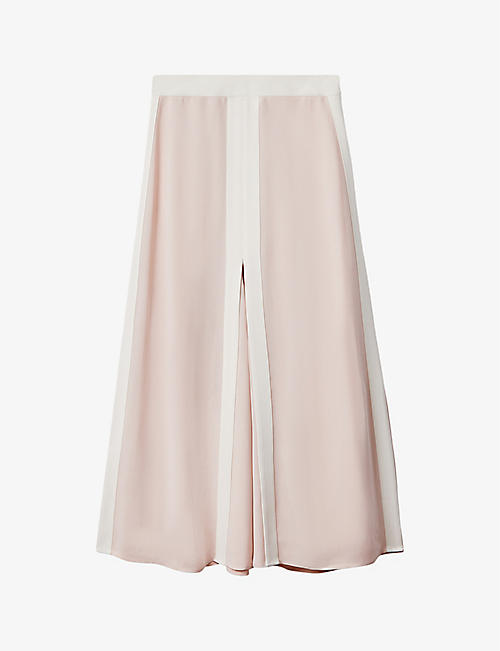 REISS: Rosalia contrast-trim woven midi skirt