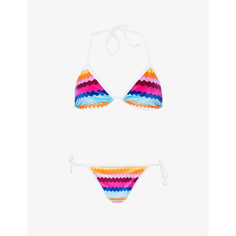 Shop Missoni Women's Multicolor Chevron Chevron-pattern Triangle-cup Velour Bikini