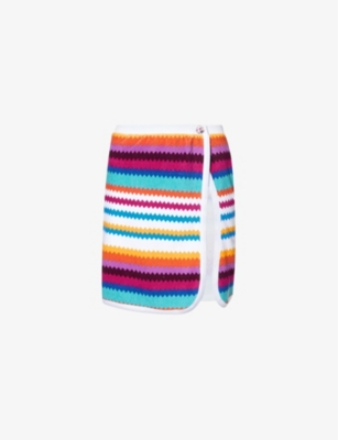 MISSONI: Chevron-patterned high-rise cotton-blend mini skirt