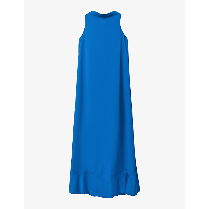 Shop Reiss Women's Cobalt Blue Dina Cowl-neck Satin Maxi Dress