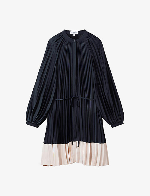 REISS: Gabby relaxed-fit pleated woven mini dress