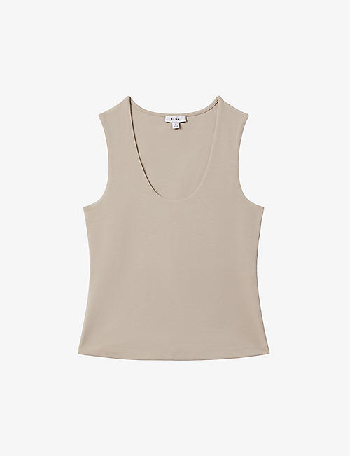 REISS: Courtney scoop-neck stretch cotton-blend vest top