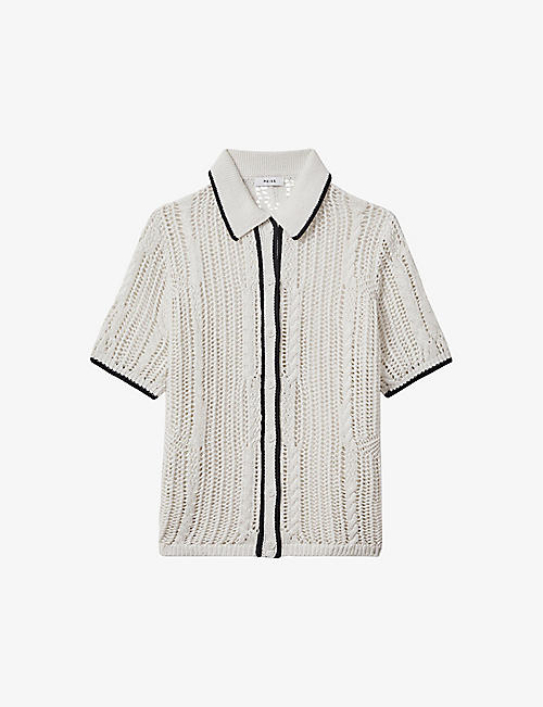 REISS: Erica open-knit linen shirt