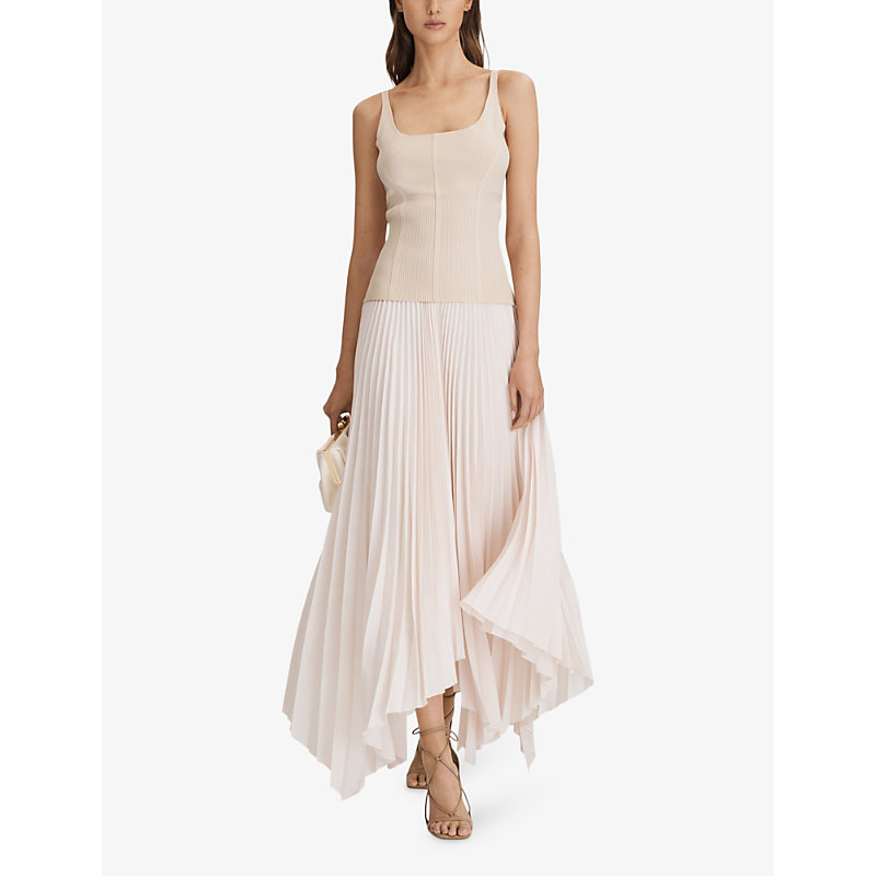 Shop Reiss Verity Exposed-seam Stretch-knitted Top In Nude