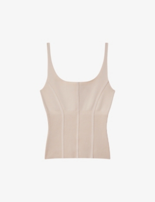 REISS: Verity exposed-seam stretch-knitted top