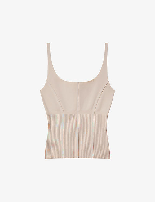 REISS: Verity exposed-seam stretch-knitted top