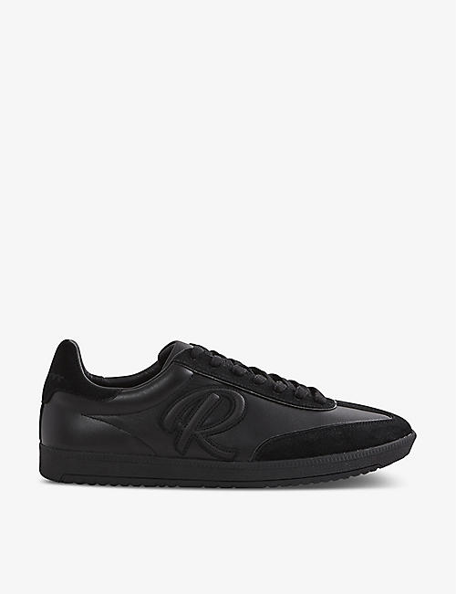 REISS: Alba logo-embroidered low-top leather trainers