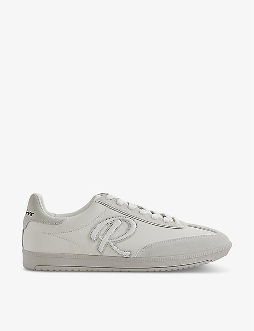 REISS: Alba logo-embroidered low-top leather trainers