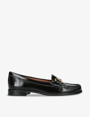 Shop Kg Kurt Geiger Women's Black Matilda Horsebit-chain Patent-leather Loafers