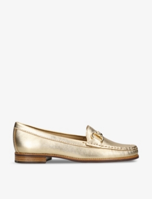 KG KURT GEIGER: Matilda horsebit-trim metallic-leather loafers