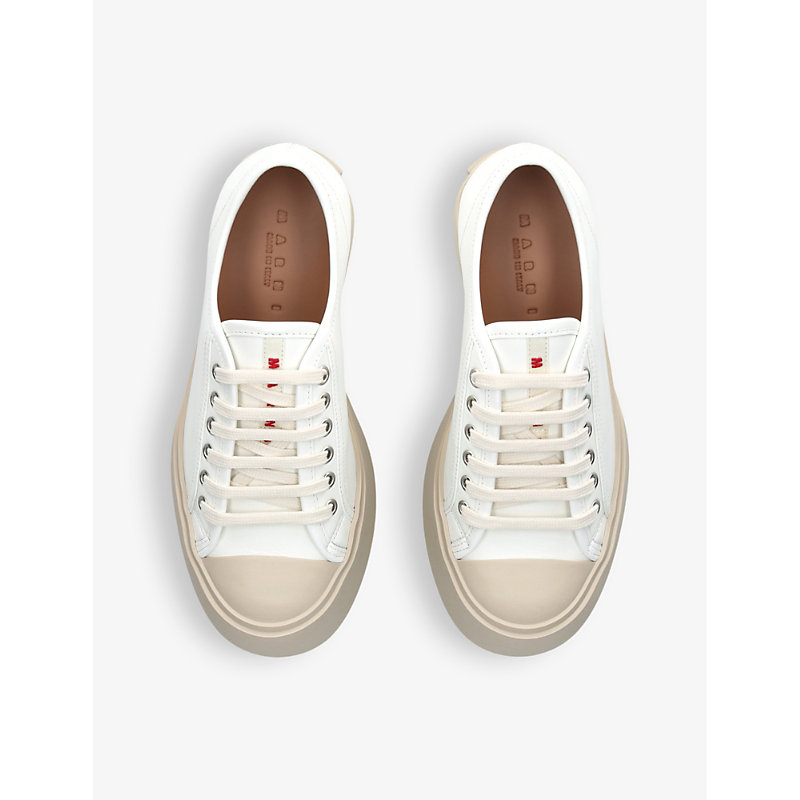 Shop Marni Womens White Pablo Platform-sole Leather Low-top Trainers