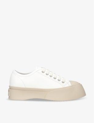 Shop Marni Women's White Pablo Platform-sole Leather Low-top Trainers