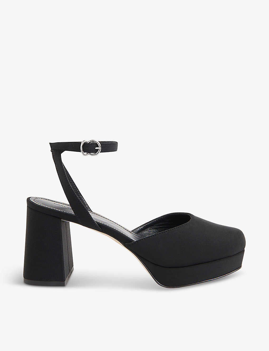 Whistles Womens Black Estella Platform-sole Heeled Satin Sandals