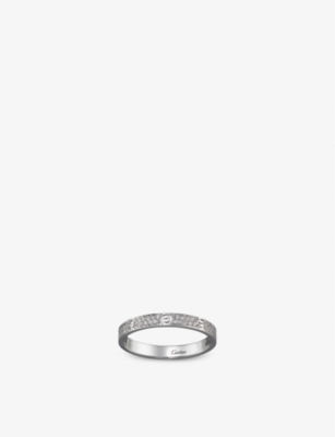 Cartier Womens White Gold Love Small 18ct White-gold And 0.19ct Brilliant-cut Diamond Wedding Ring In Metallic