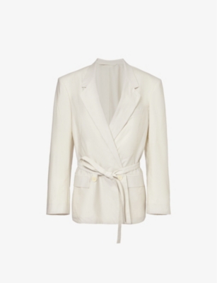Shop Lemaire Women's Mastic Tailored Double-breasted Cotton And Silk-blend Jacket