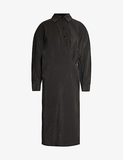 LEMAIRE: Relaxed-fit long-sleeved silk-blend midi dress