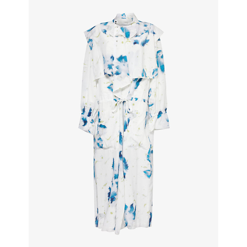 Lemaire Womens Chalk Blue Floral-print Relaxed-fit Woven Maxi Dress