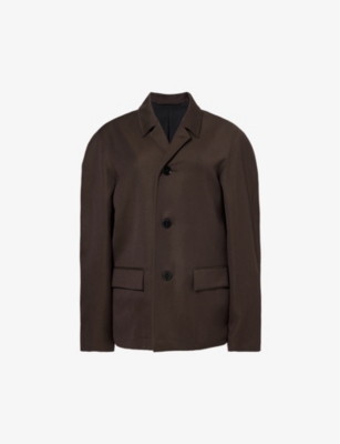 Shop Lemaire Womens Espresso Single-breasted Wool And Linen-blend Coat