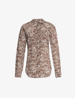 Lemaire Womens Cream Abstract-print Long-sleeved Cotton Shirt In Cream