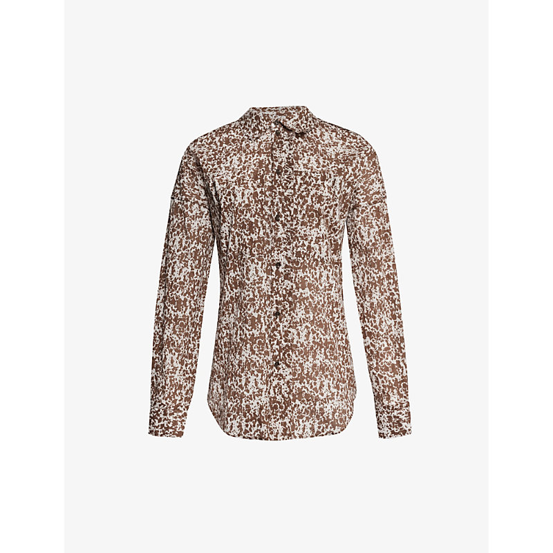 Shop Lemaire Abstract-print Long-sleeved Cotton Shirt In Cream
