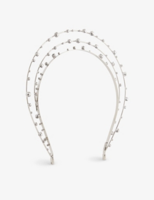 Lelet Ny Womens Silver Raisa Crystal-embellished Stainless-steel Headband