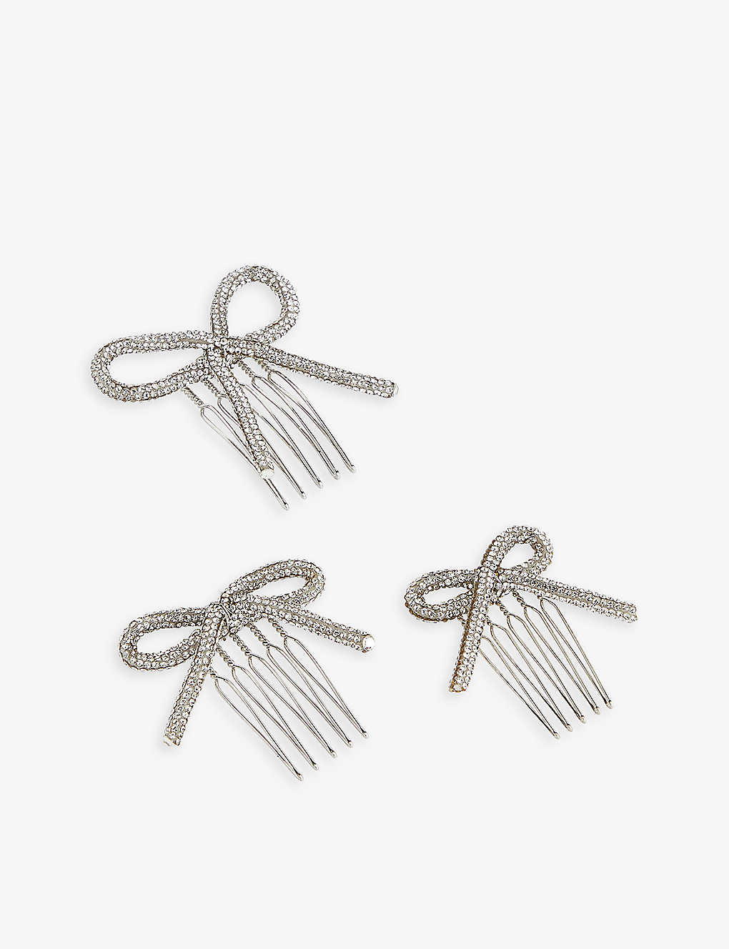 Lelet Ny Womens Silver Sasha Rhinestone-embellished Stainless-steel Comb Set