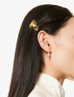 Shop Lelet Ny Women's Gold Poppy Crystal-embellished Metal Hairclip
