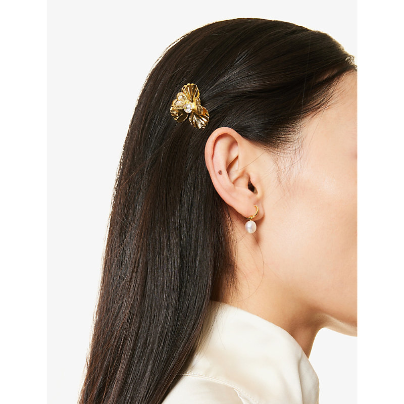 Shop Lelet Ny Women's Gold Poppy Crystal-embellished Metal Hairclip