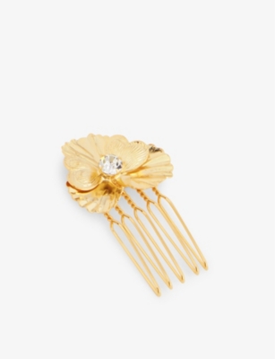 Lelet Ny Womens Gold Poppy Crystal-embellished Metal Hairclip