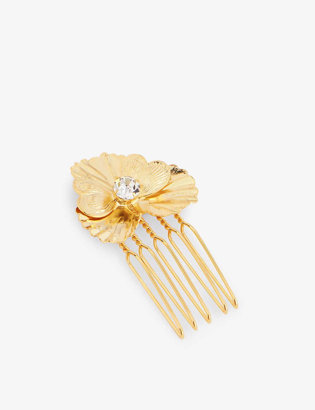 Lelet Ny Womens Gold Poppy Crystal-embellished Metal Hairclip