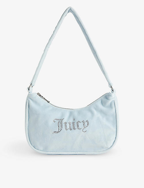 JUICY COUTURE: Rhinestone-embellished velour shoulder bag