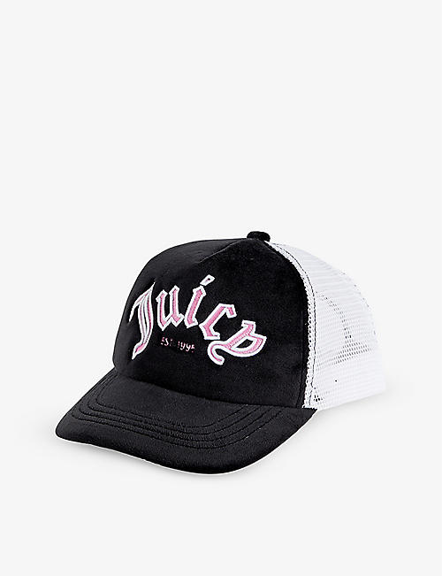JUICY COUTURE: Logo-embroidered mesh-back velour cap