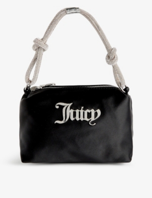 Juicy Couture Womens Black101 Crystal-embellished Branded Silk Top-handle Bag