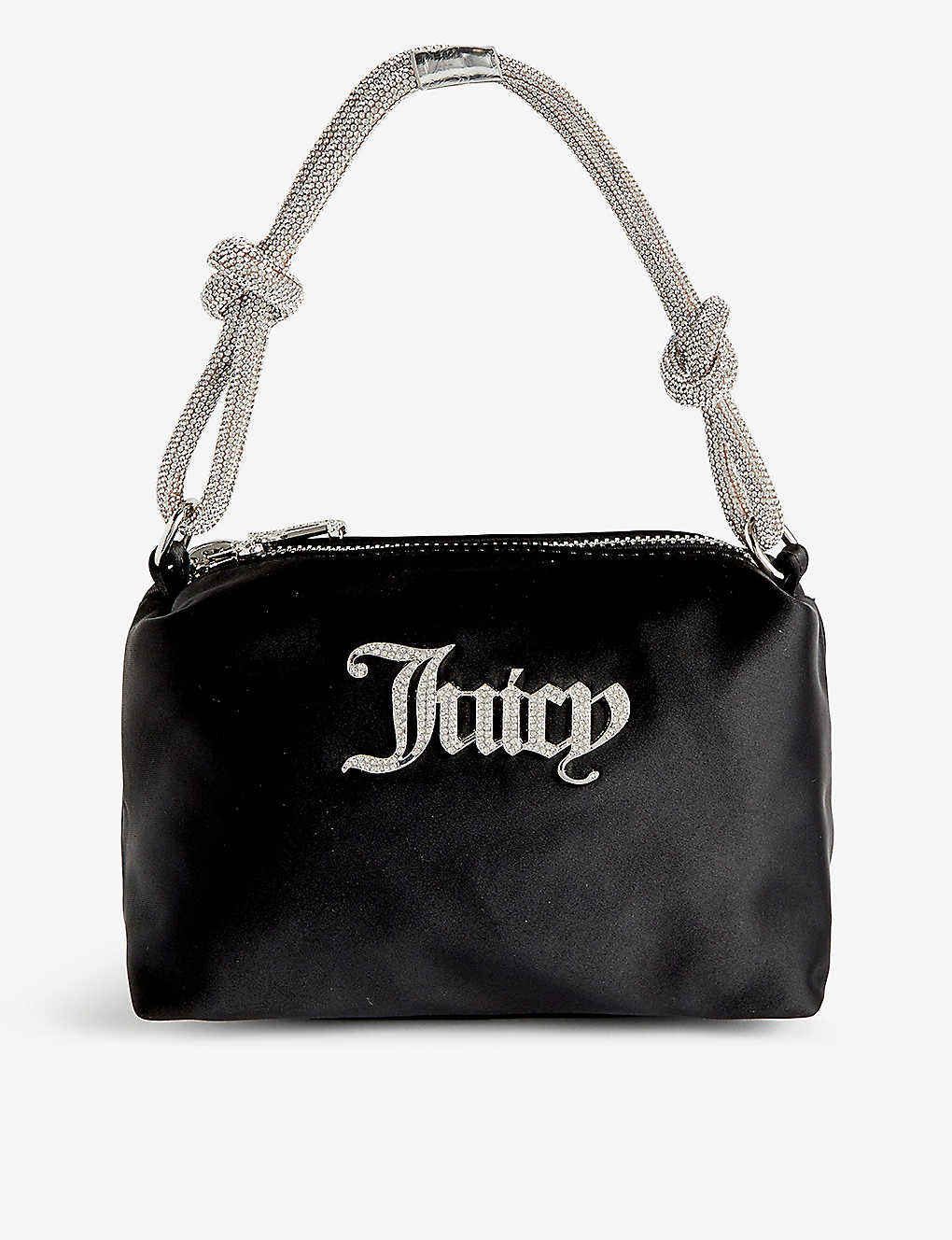 Juicy Couture Womens Black101 Crystal-embellished Branded Silk Top-handle Bag