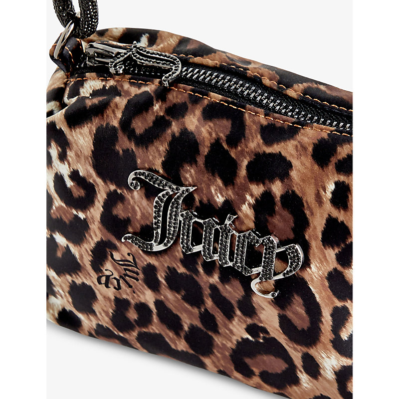 Shop Juicy Couture Women's Natural Leopard493 Crystal-embellished Branded Silk Top-handle Bag