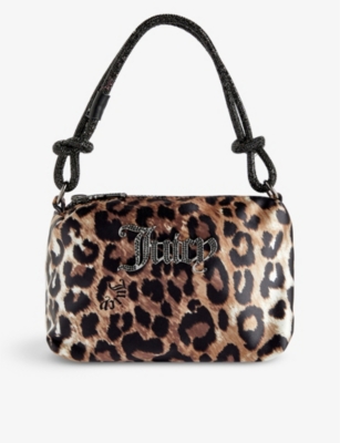 Juicy Couture Womens Natural Leopard493 Crystal-embellished Branded Silk Top-handle Bag
