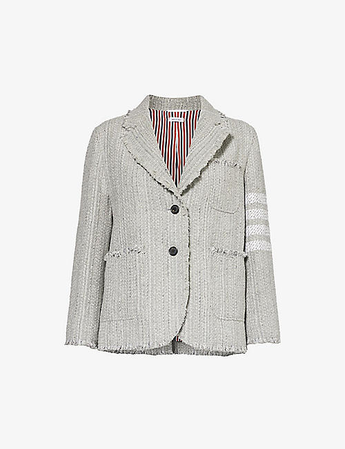 THOM BROWNE: Four-bar single-breasted cotton-blend tweed blazer